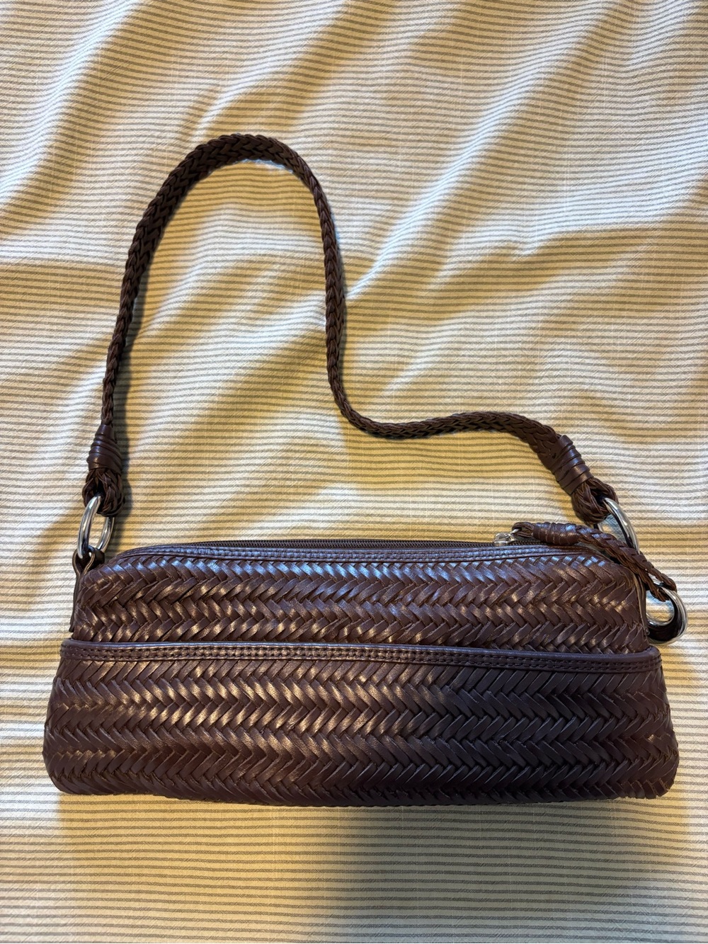 Donald Pliner Couture Brown Woven Napa Leather shoulder bag